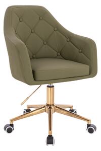 HR831K Khaki Műbőr Premium Soft szék Arany lábbal