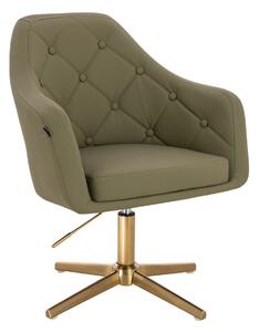 HR831CROSS Khaki Műbőr Premium Soft szék Arany lábbal