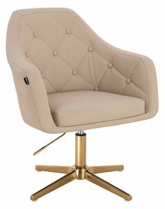 HR831CROSS Krémszínű Műbőr Premium Soft szék Arany lábbal