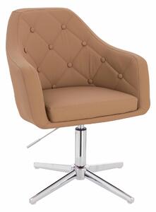 HR831CROSS Karamell Műbőr Premium Soft szék Krómozott lábbal