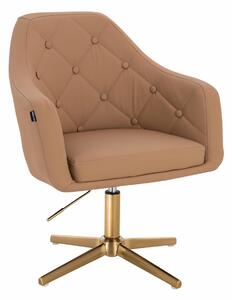 HR831CROSS Karamell Műbőr Premium Soft szék Arany lábbal