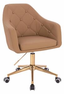 HR831K Karamell Műbőr Premium Soft szék Arany lábbal