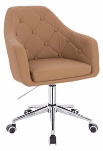 HR831K Karamell Műbőr Premium Soft szék Krómozott lábbal