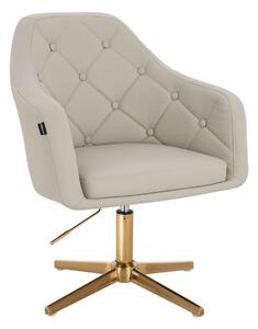 HR831CROSS Ecru Műbőr Premium Soft szék Arany lábbal