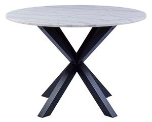 Asztal Oakland 306, Matt fekete, Fehér márvány, 76cm, Márvány, Fém