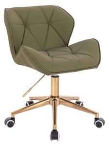 HR111K Khaki Műbőr Premium Soft szék arany lábbal