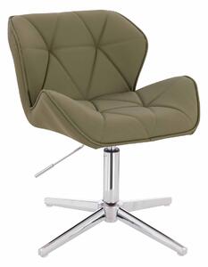 HR111CROSS Khaki Műbőr Premium Soft szék krómozott lábbal