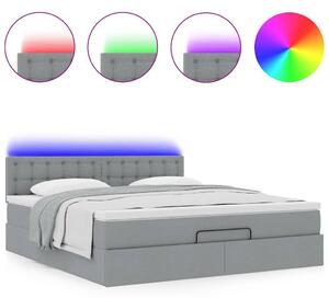 VidaXL sötétszürke szövet ottomán ágy matraccal & LED-ek 180x200cm