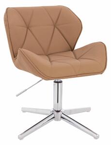 HR111CROSS Karamell Műbőr Premium Soft szék krómozott lábbal