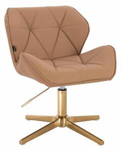 HR111CROSS Karamell Műbőr Premium Soft szék arany lábbal
