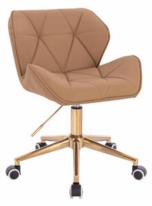 HR111K Karamell Műbőr Premium Soft szék arany lábbal