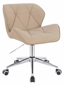 HR111K Krémszínű Műbőr Premium Soft szék krómozott lábbal