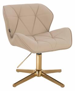 HR111CROSS Krémszínű Műbőr Premium Soft szék arany lábbal