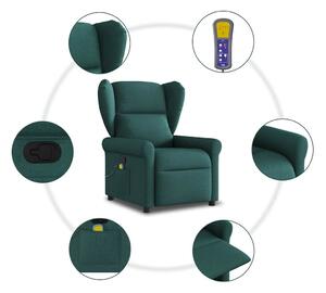 VidaXL sötétzöld szövet dönthető masszázsfotel