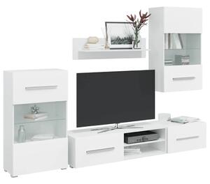 VidaXL 5 darabos TV szekrény LED világítással Matt fehér színű, műfa