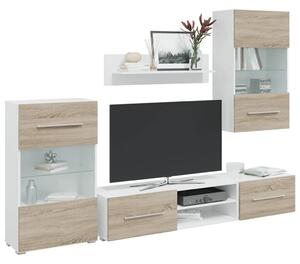 VidaXL 5 darabos TV egység LED világítással sonoma tölgy