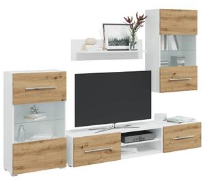 VidaXL 5 darabos TV egység LED világítással kézműves tölgy
