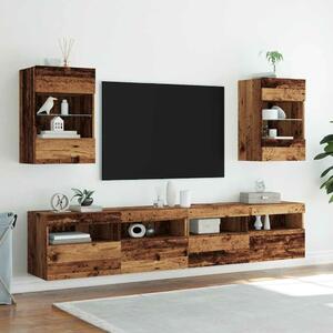 VidaXL 2 db antik fa fali TV-szekrény LED-világítással 40x30x60,5 cm