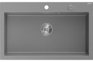 Mexen Elix, 1 tálos gránit mosogató 800 x 500 mm, szürke, króm szifon, 6527801005-71