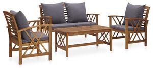 4 részes tömör akácfa kerti ülőgarnitúra párnákkal