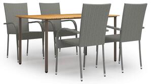 5 részes szürke polyrattan kerti étkezőgarnitúra