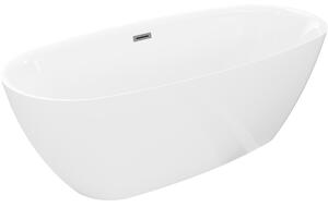 Mexen Luvo Slim, szabadon álló kád 170 × 75 cm, fényes fehér, grafit túlfolyóval, 52801707500-66