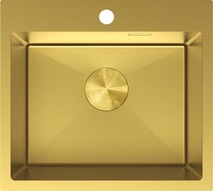 Mexen Solix, 1 rekeszes rozsdamentes mosogató 500 x 450 mm, szálcsiszolt arany, 6402501000-55