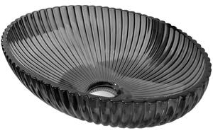 Mexen Zira, üveg pultra szerelhető mosdó 53 × 35 cm, fekete, 24175370