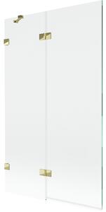 Mexen Lunar, kétszárnyú kádparaván bal oldali 110 x 150 cm, átlátszó üveg, fényes arany, 897-110-100-50-00-L