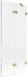 Mexen Lunar, kétszárnyú kádparaván jobb oldali 80 x 150 cm, átlátszó üveg, fényes arany, 897-080-100-50-00-P