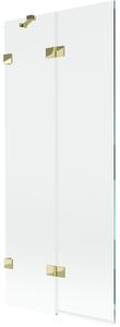 Mexen Lunar, kétszárnyú kádparaván bal oldali 80 x 150 cm, átlátszó üveg, fényes arany, 897-080-100-50-00-L