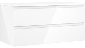 Mexen Orio, fürdőszobaszekrény 100 cm felsőrésszel, 2 fiókkal, fényes fehér, 91A10-10047-2-BFFC00