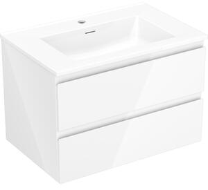 Mexen Orio, fürdőszobaszekrény 70 cm Otis mosdóval, 2 fiókkal, fényes fehér, 91A10-07047-2-BFF00-W18M00