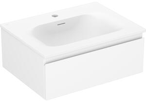 Mexen Orio, fürdőszobaszekrény 60 cm Vela mosdóval, 1 fiókkal, matt fehér, 91A10-06023-1-BF01-W23M01