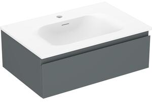Mexen Orio, fürdőszobaszekrény 70 cm Vela mosdóval, 1 fiókkal, grafit matt/fehér matt, 91A10-07023-1-BF66-W23M01