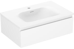 Mexen Orio, fürdőszobaszekrény 70 cm Vela mosdóval, 1 fiókkal, matt fehér, 91A10-07023-1-BF01-W23M01