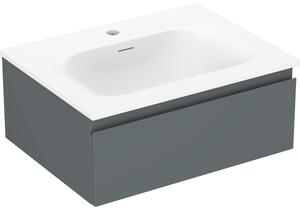 Mexen Orio, fürdőszobaszekrény 60 cm Vela mosdóval, 1 fiókkal, grafit matt/fehér matt, 91A10-06023-1-BF66-W23M01