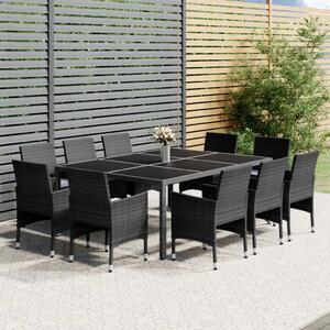 11 részes szürke polyrattan kerti étkezőgarnitúra
