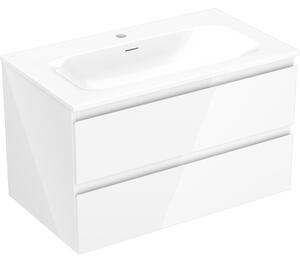 Mexen Orio, fürdőszobaszekrény 80 cm Vela mosdóval, 2 fiókkal, fényes fehér, 91A10-08047-2-BFF00-W23M00