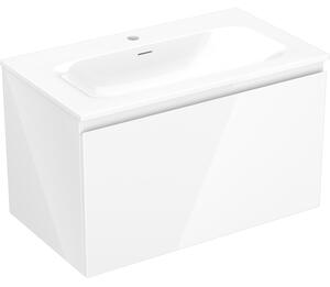 Mexen Orio, fürdőszobaszekrény 80 cm Vela mosdóval, 1 fiókkal, fényes fehér, 91A10-08047-1-BF00-W23M00