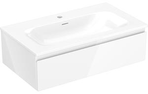 Mexen Orio, fürdőszobaszekrény 80 cm Vela mosdóval, 1 fiókkal, fényes fehér, 91A10-08023-1-BF00-W23M00
