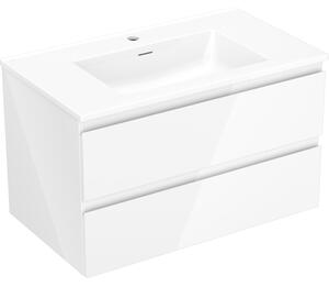 Mexen Orio, fürdőszobaszekrény 80 cm Otis mosdóval, 2 fiókkal, fényes fehér, 91A10-08047-2-BFF00-W18M00