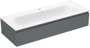 Mexen Rivel, fürdőszobaszekrény 120 cm Vela mosdóval, 1 fiókkal, rovátkolt, grafit matt/fehér matt, 91A20-12023-1-BF66-W23M0