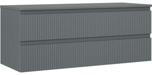 Mexen Rivel, fürdőszobaszekrény 120 cm felsőrésszel, 2 fiókkal, hornyolt, grafit matt - 91A20-12047-2-BFFC66
