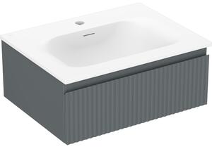 Mexen Rivel, fürdőszobaszekrény 60 cm Vela mosdóval, 1 fiókkal, rovátkolt, grafit matt/fehér matt, 91A20-06023-1-BF66-W23M01