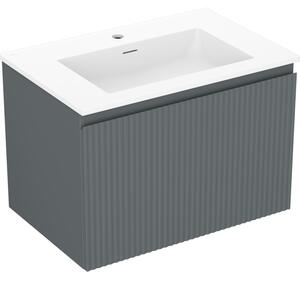 Mexen Rivel, fürdőszobaszekrény 70 cm Otis mosdóval, 1 fiókkal, rovátkolt, grafit matt/fehér matt, 91A20-07047-1-BF66-W18M01