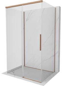 Mexen Rox-3S, 3-falú kihúzható zuhanykabin 135 x 90 cm, 8 mm-es átlátszó üveg, matt réz profil, 8C2-135-090-65-00-3S