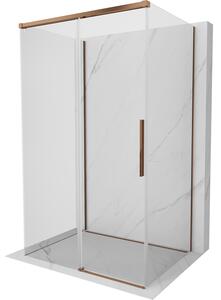 Mexen Rox-3S, 3-falú tolóajtós zuhanykabin 120 x 80 cm, 8 mm-es átlátszó üveg, rozéarany profil, 8C2-120-080-60-00-3S