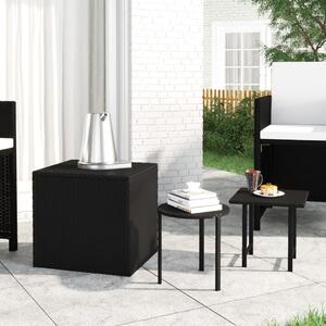 VidaXL 3 db fekete polyrattan kerti kisasztal