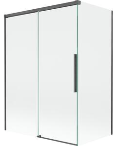 Mexen Rox, kétszárnyú tolóajtós kádparaván 120 + 70 x 150 cm, 8 mm-es átlátszó üveg, szálcsiszolt grafit profil, 8C9-120-070-66-00